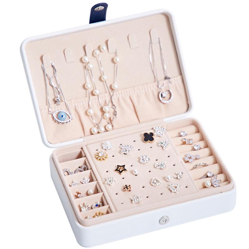 Portable PU Minimalist Jewelry Box for Studs and Rings - Multifunctional Storage Box