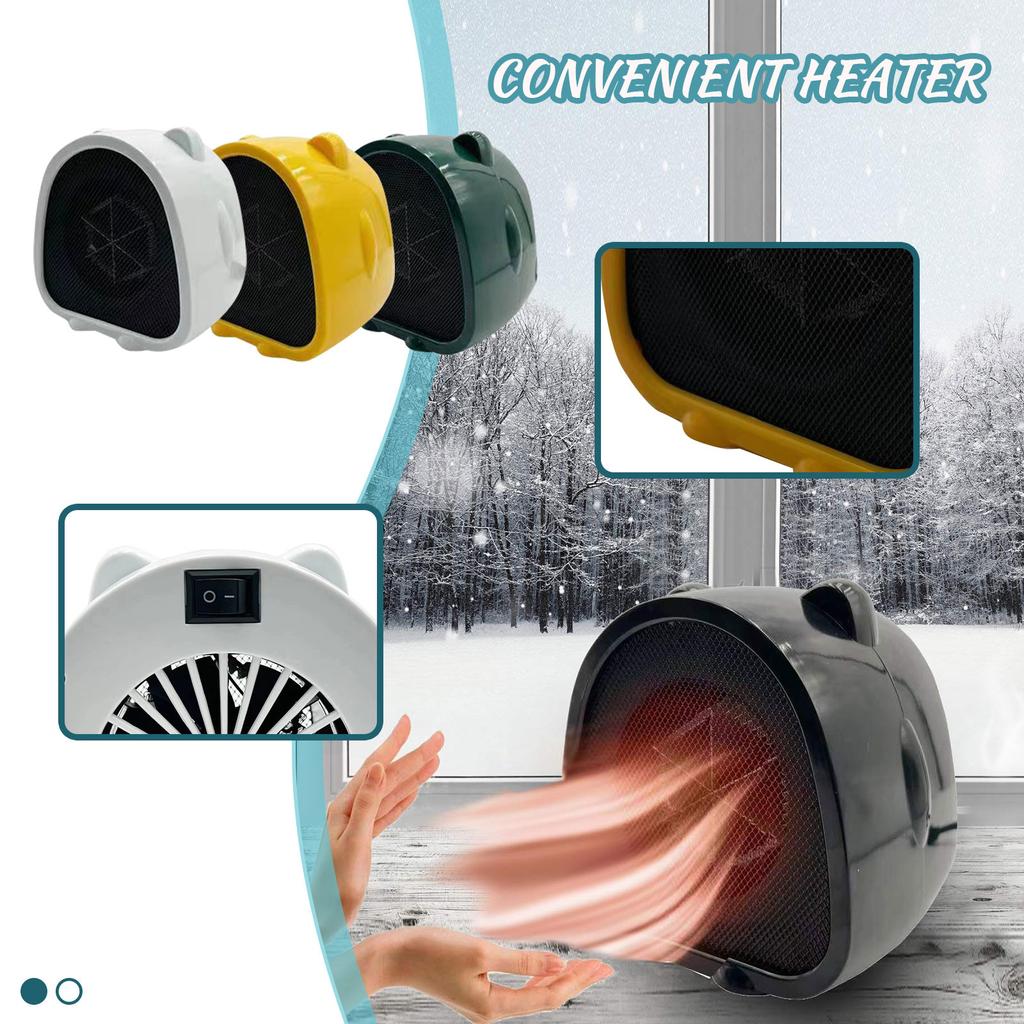 Tragbarer Heizlüfter, elektrische Heizung, 500 W, oszillierende P-TC-Keramikheizung mit hoher Energie, schnelles Aufheizen, Raumthermostat mit Überhitzung und Neigung