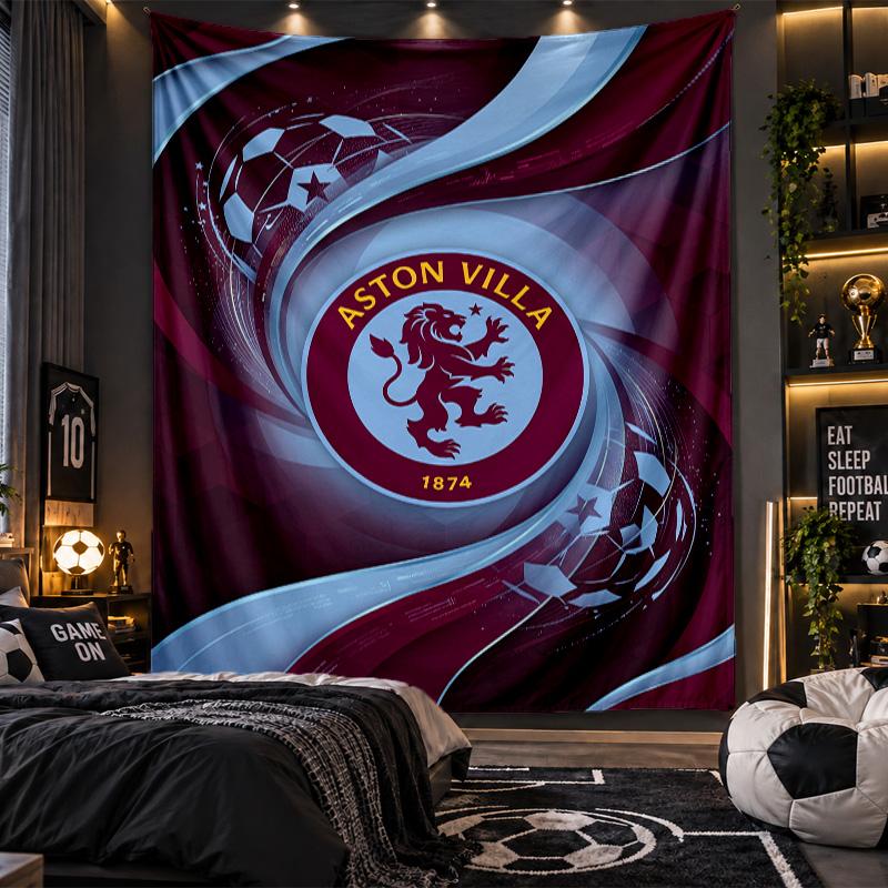 Wall Hanging Tapestry Aston Villa Football Print Cloth for Living Room Bedroom Home Decor