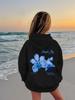 Trendy Vintage Hoodie Blue Leaf Girls Children's Sweatshirt Cute Graphic Hoody Boys Autumn Winter Casual Pullover Hoodies Kids