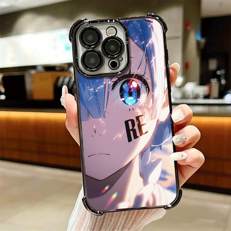R-Rem Re Zero Anime Soft Phone Case For iPhone 15 16 17 Air 14 Pro Max 16E Plus 13 12 Mini Plating Anti-Fall Fundas