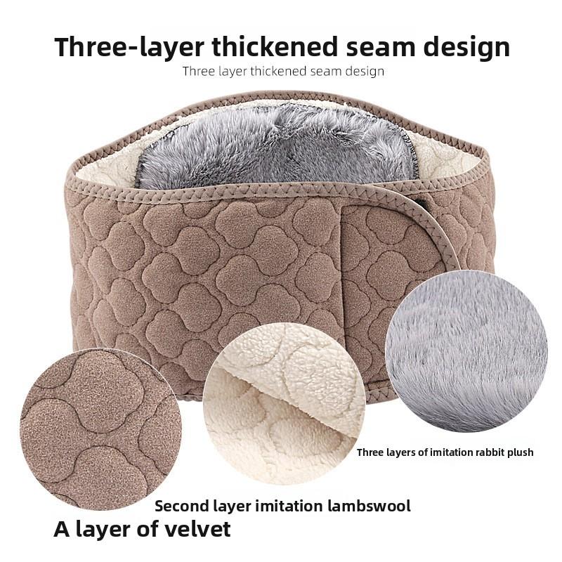 Quilted Three-layer Thickened Warm Waist Belt, Velvet Warm Belly Waist Protective Gear, Autumn and Winter Velcro Buckle Warm Waist Protection