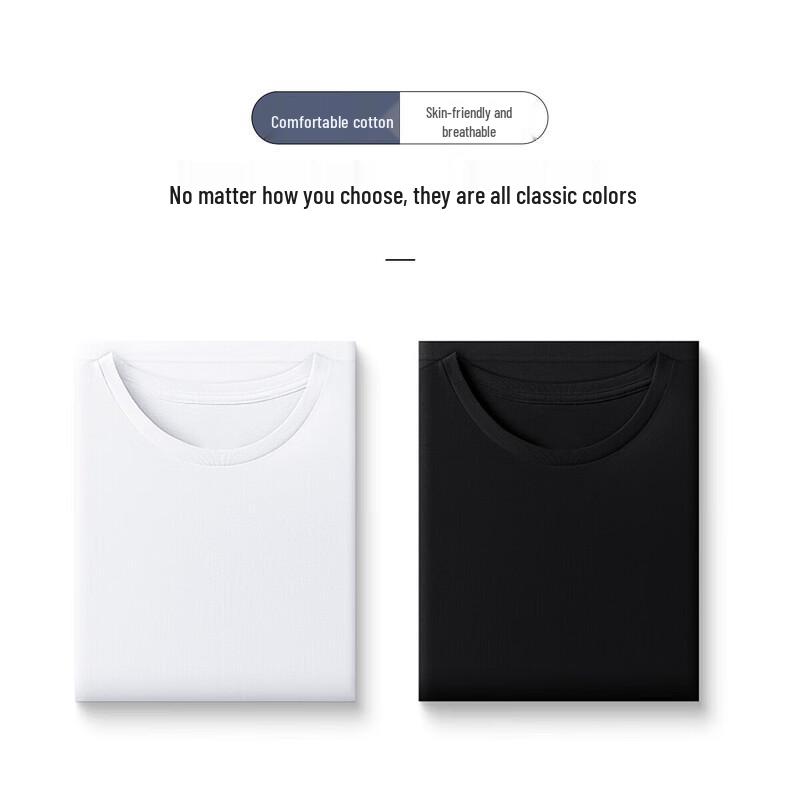 Yiershuang Men's Pure Cotton Round Neck Short Sleeve T-Shirt (2-Pack)