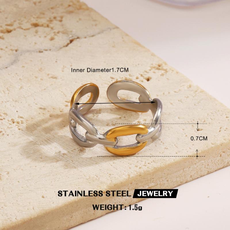 Simple Starfish Shell Pattern Ring Two Tone Stainless Steel Jewelry Accessories Unisex Geometric Line Open Rings Valentine Day