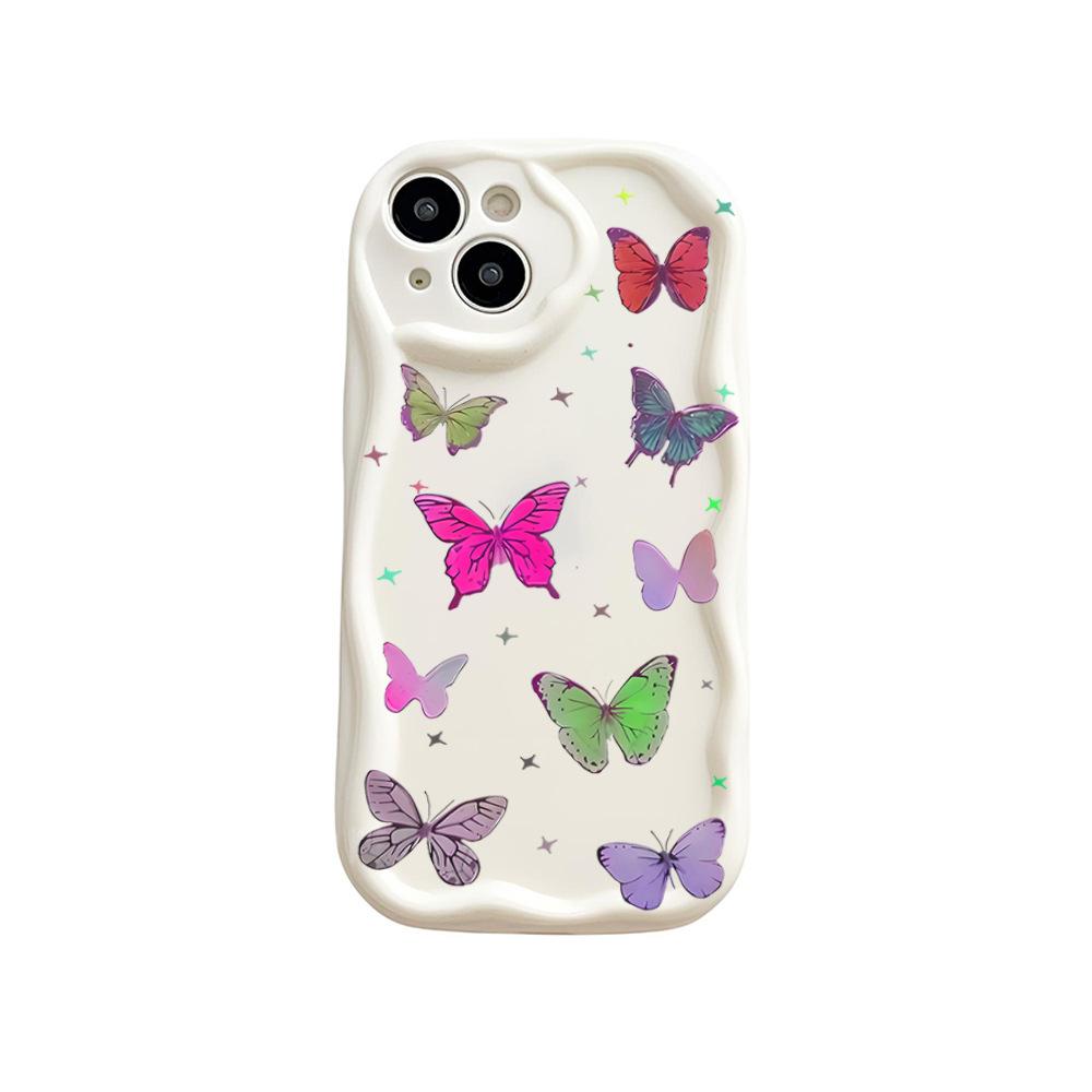 Color butterfly iphone case apple 16 cream pattern 13promax anti-drop 12 soft case 15 protective case 14
