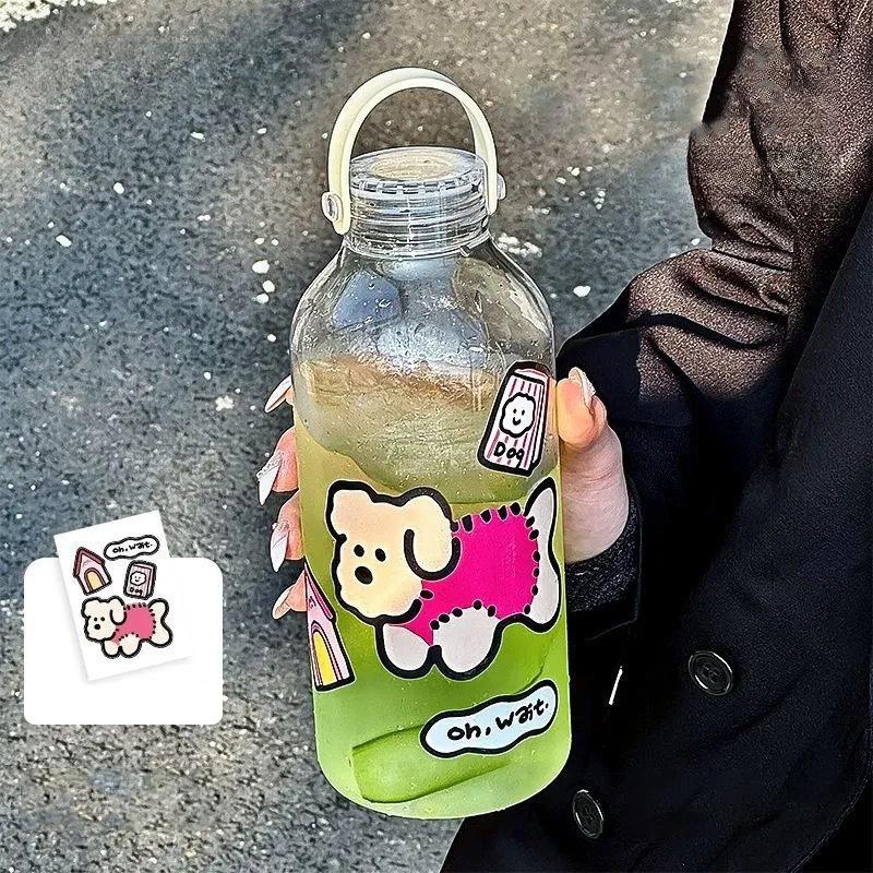 1000Ml Large Capacity Plastic Water Bottle Cute Portable Plastic Cup Sports Water Cup Summer Simple Student Transparent Cup