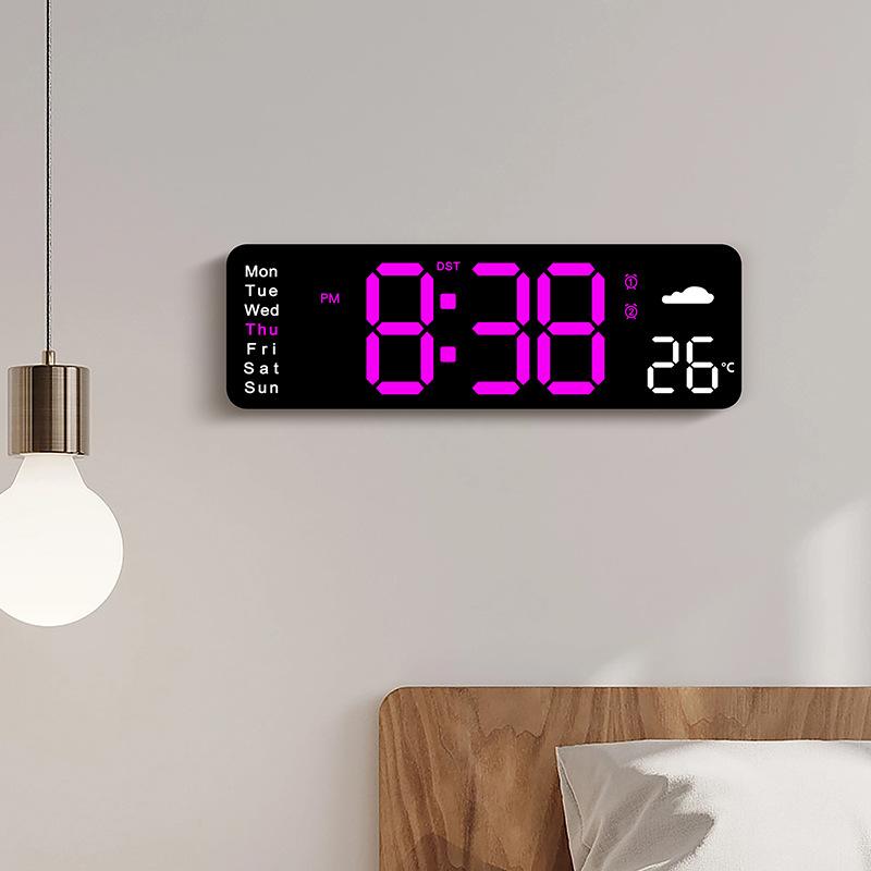 Multifunctional creative weather clock Multifunctional living room wall clock New product alarm clock temperature display clock 6656