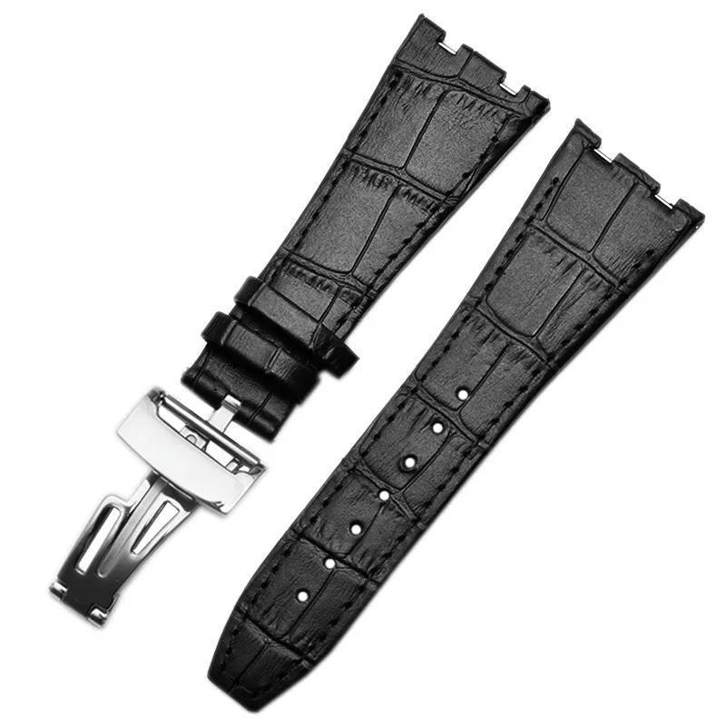 Top layer Genuine Leather watch Strap for AP Audemars 15400 15703 Royal Oak Offshore Series Male 26mm Black Brown Watchbands