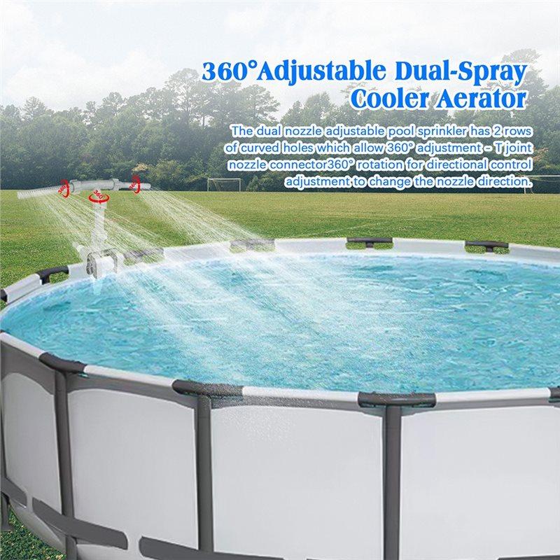 Fits Top Rails From 1.18" To 4.72", 360° Adjustable Dual Waterfall Fountain For Above Ground Pools, Pool Sprinkle