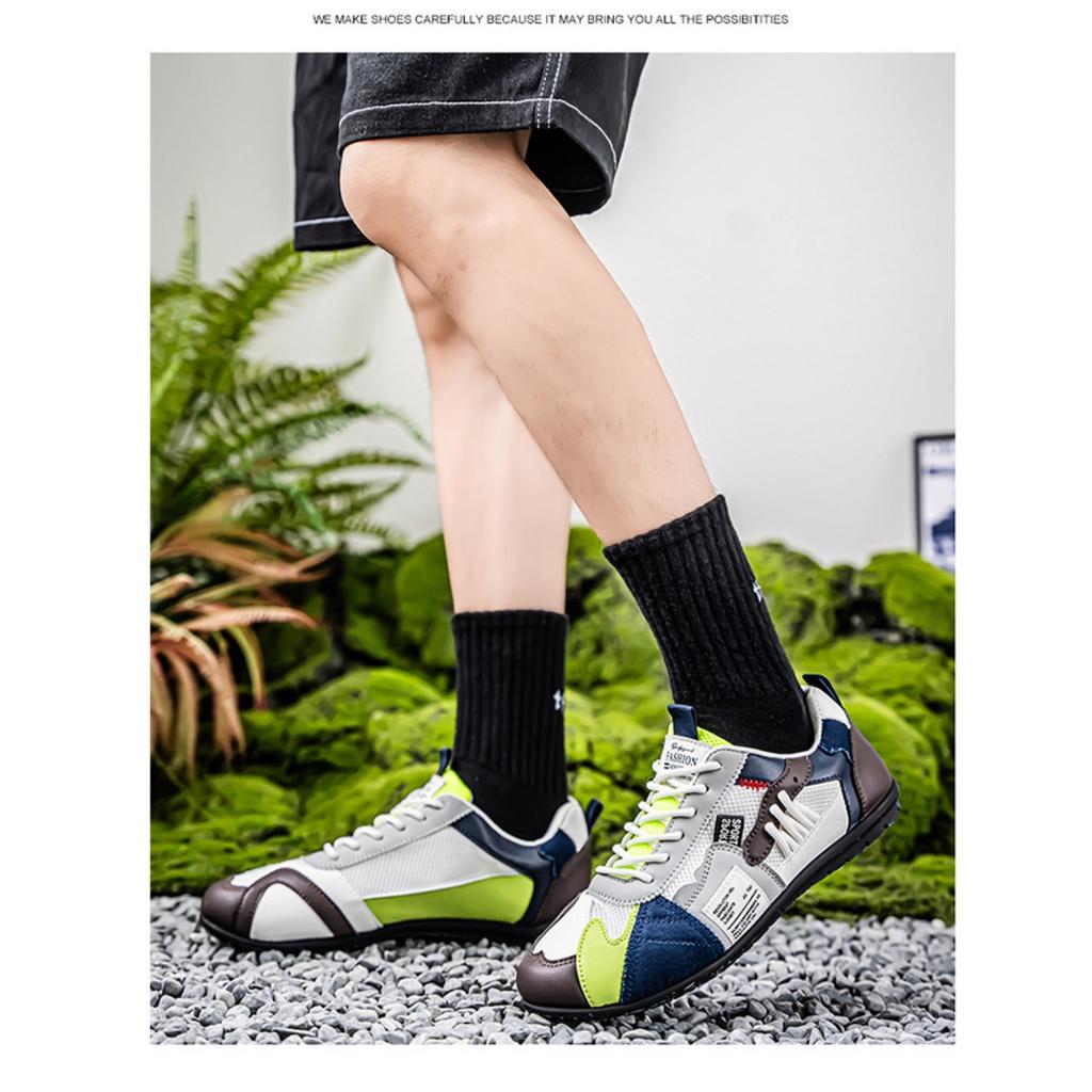 Men's Breathable Casual Sports Shoes - Comfortable Lace Up Shoes, Durable Fabric Upper and Stylish Contrasting Colors, Outdoor Activities
