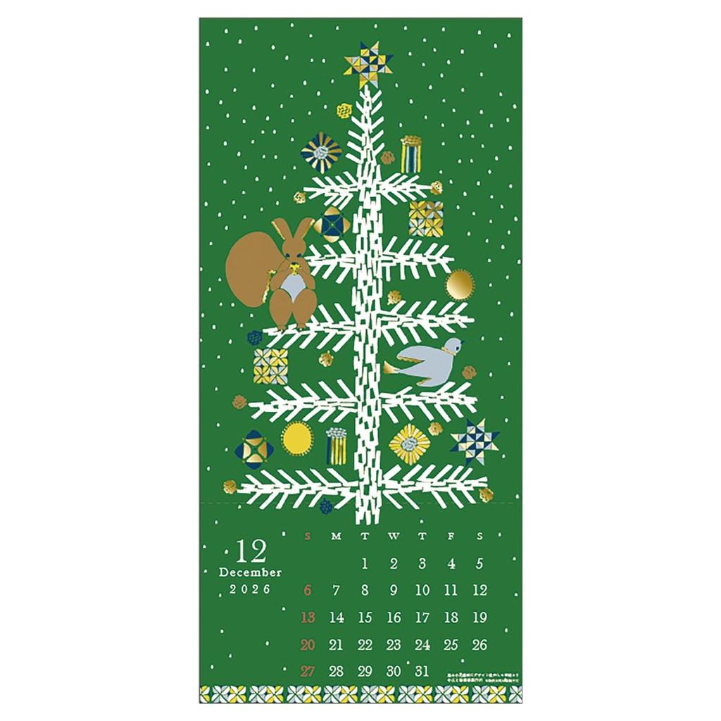 2026 Kalender mit Goldakzenten Wandbehang Ten to Sen Moyou Seisakusho /