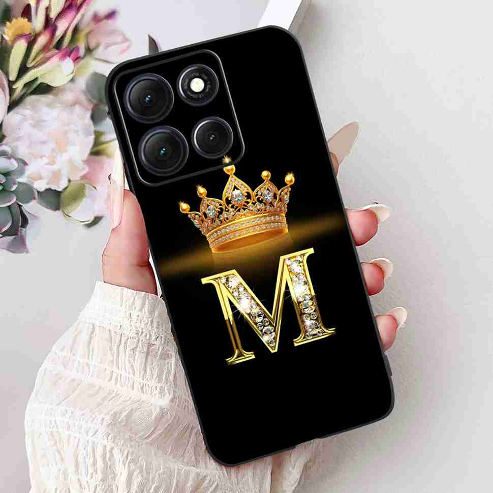 Hot For Motorola Moto G86 5G Case Crown Letters A-Z Soft Silicone Black TPU Cover For MOTO G86 XT2527-2 6.67" Protective Shell