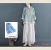 Women's Retro Embroidered V-Neck Cotton Linen T-Shirt: Casual, Literary Style for Spring-Summer-Autumn 2024 Collection