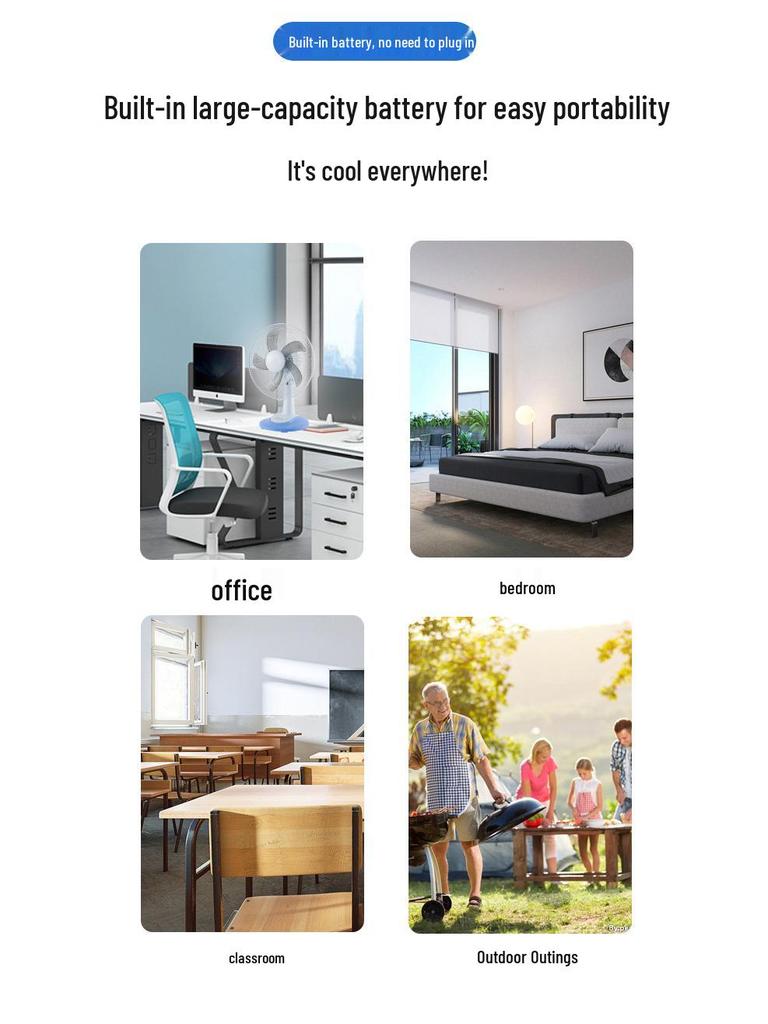 High Wind Solar Table Fan for Indoor & Outdoor Use - Ideal for Homes, Dorms, Offices