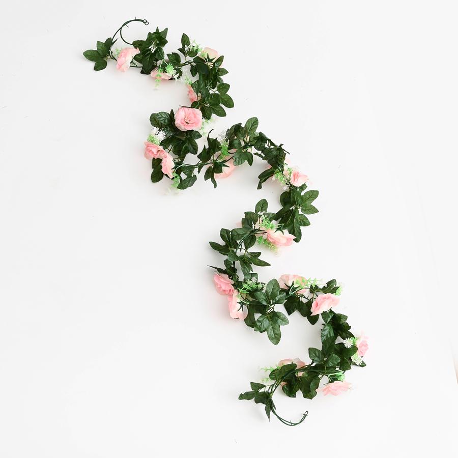 Silk Roses Artificial Vine Hanging Flowers for Wall Christmas Rattan Fake Plants Leaves Garland Outdoor Wedding Home Decoration