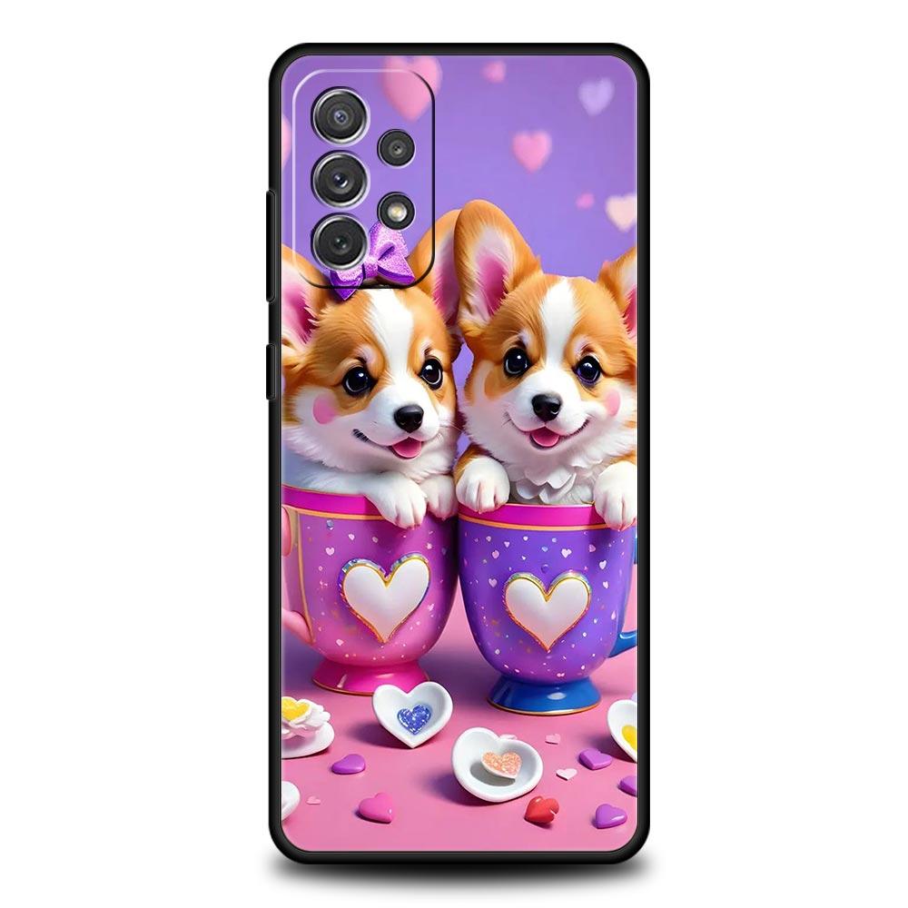 

Cute Corgi Dog Phone Case for Samsung Galaxy A55 A35 A15 A14 A13 A25 A54 A51 A71 A72 A73 A32 A52 A41 5G Soft TPU Shell Funda Bag Samsung A07