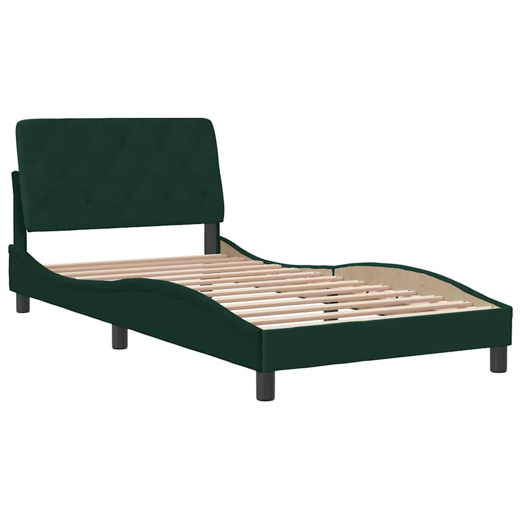 Bed Frame without Mattress Dark Green 100x200 cm Velvet