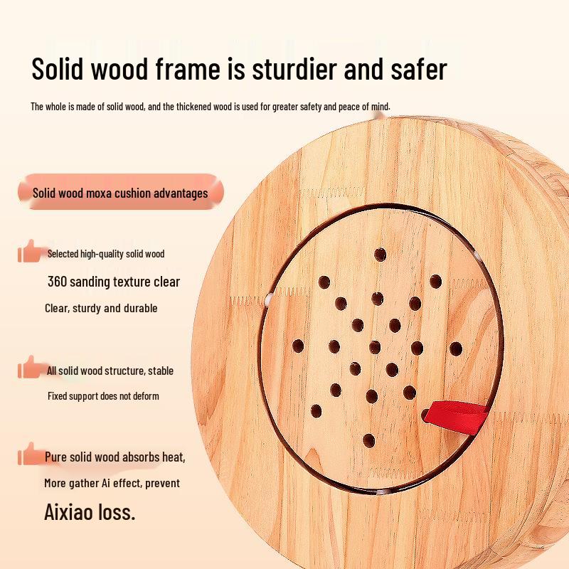 Portable Solid Wood Moxibustion Stool and Cushion Set for Hip, Abdomen, and Back Therapy