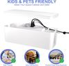 Cable Management Box, Cable Storage Box, Dustproof Wire Storage Box, Plastic Storage Box with Bamboo for TV Wires, USB Hub