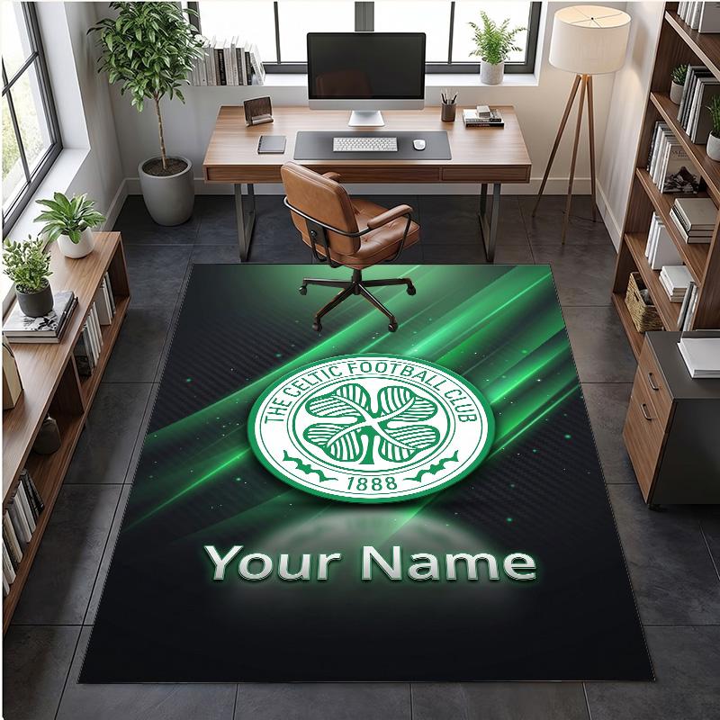 Crystal Velvet Rug Celtic FC Print Custom Name Text Floor Mat Home Decor