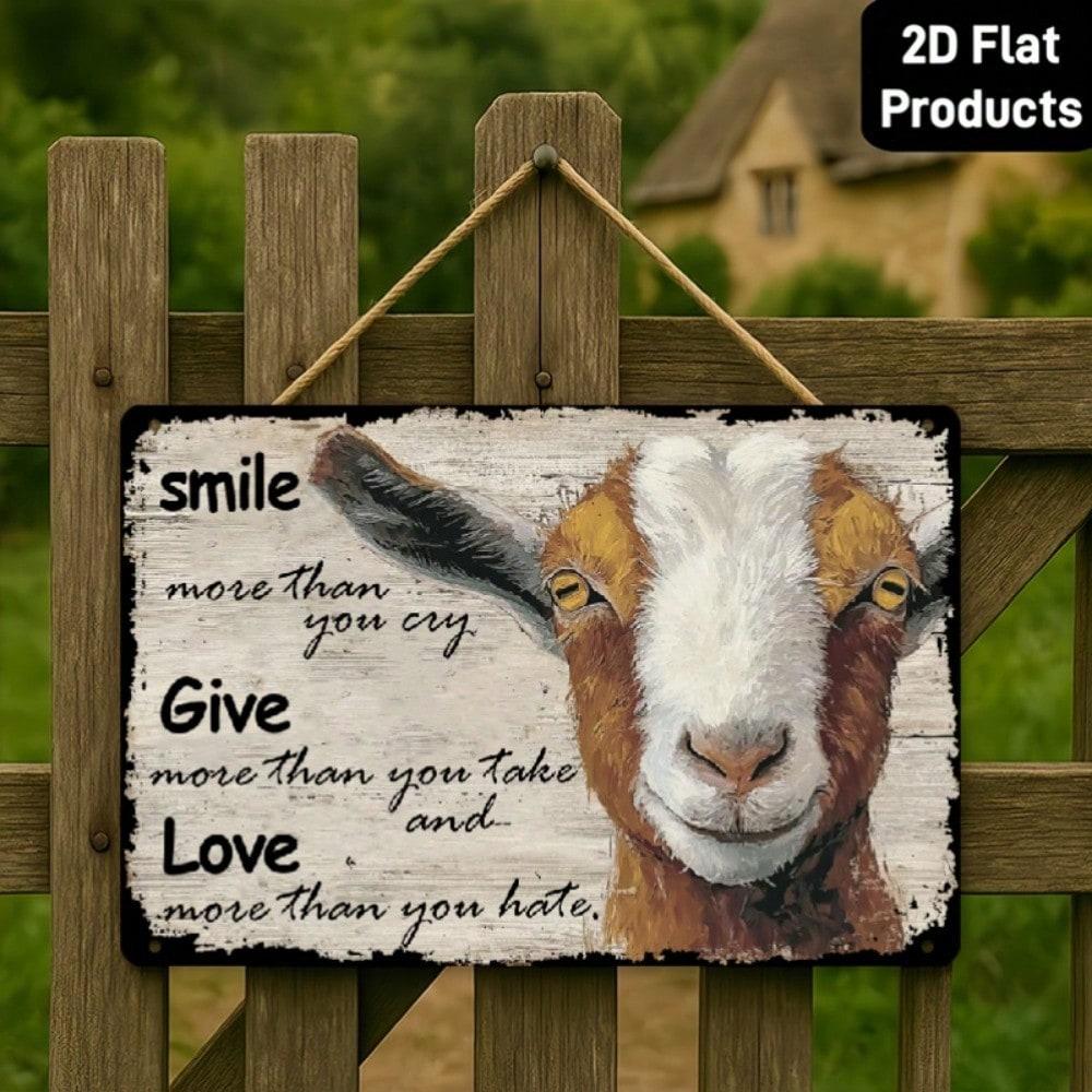 Metal Wall Poster Inspiring Goat Phrase Farmhouse Decor Waterproof Halloween Living Room Art