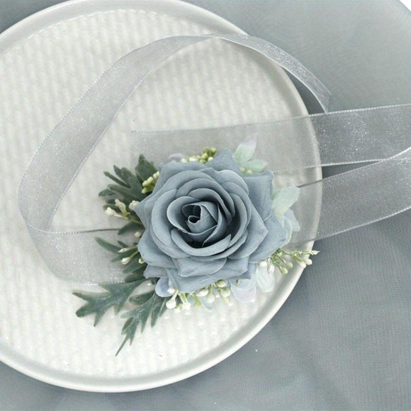 2 Sets of Simulated Wedding Bride Bridesmaid Blue Corsage Wrist Flower