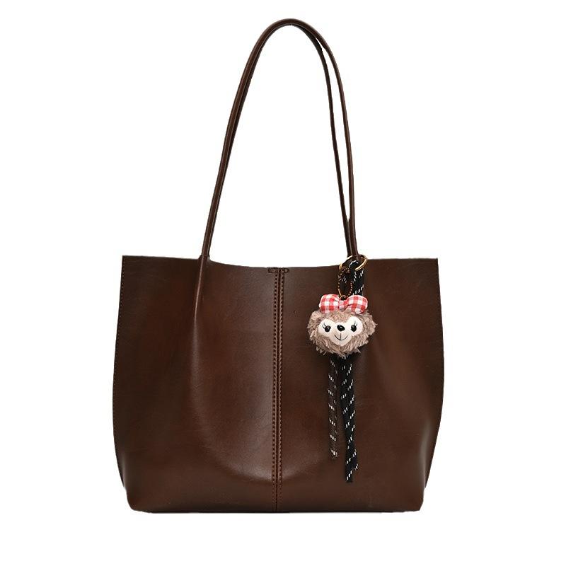 Solid color crossbody underarm bag 2025 new retro tote bag Korean version casual commuting large capacity shoulder bag