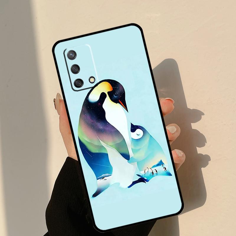 Cute Cartoon Penguin Case For Oppo A5 Pro A6 A16 A76 A96 A17 A57 A40 A60 A80 A98 A58 A78 A18 A38 A54 A74 A94 A15