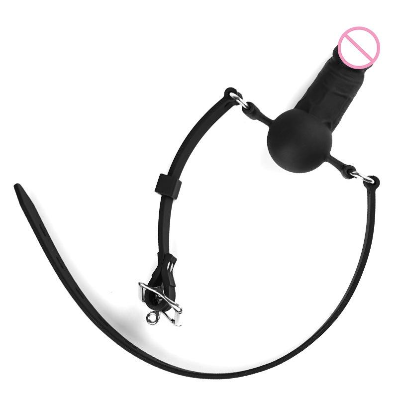 Adult Erotic Bondage Toys: Silicone Gag & Dildo Set for Men and Women