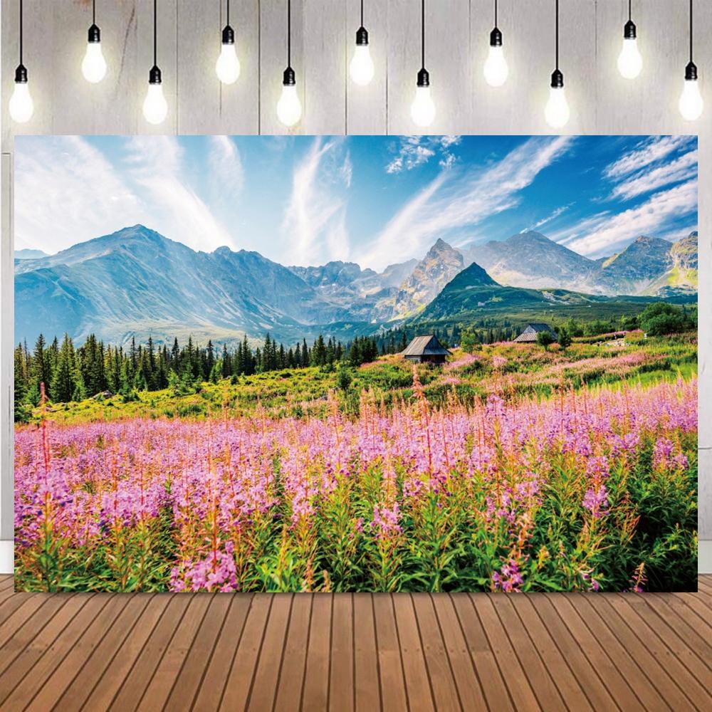 Spring Mountain Forest River Scenery Photo Backdrop Nature Landscape Portrait Shooting Home Decor Photography Background6