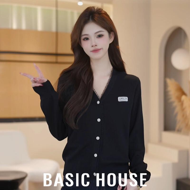 

Basic House Women s Lace V-Neck Knit Top L