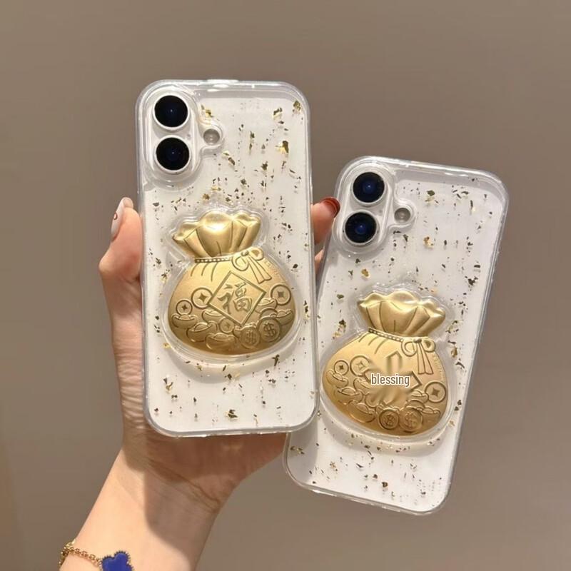 Langling Gold Foil Lucky Bag Transparent Anti-Fall iPhone Case