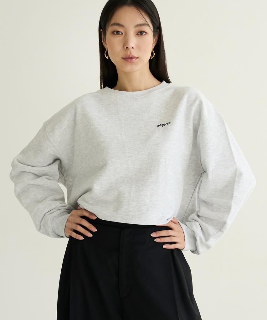 Eiwaioseutyudio Logo Crop Sweatshirt_Light Gray