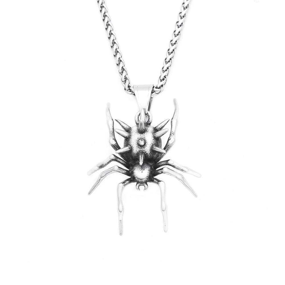 

Gothic Vintage Stainless Steel Spider Pendant Fashion Punk Unique Animal Necklaces For Men Women Party Jewelry Halloween Gifts 60CM
