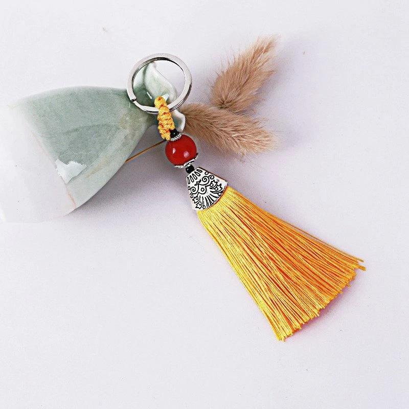 

1Pc Pendant Bohemian Gift Buckle Key Ring Hand Bag DIY Key Keychain Charm Tassel жовтий/помаранчевий