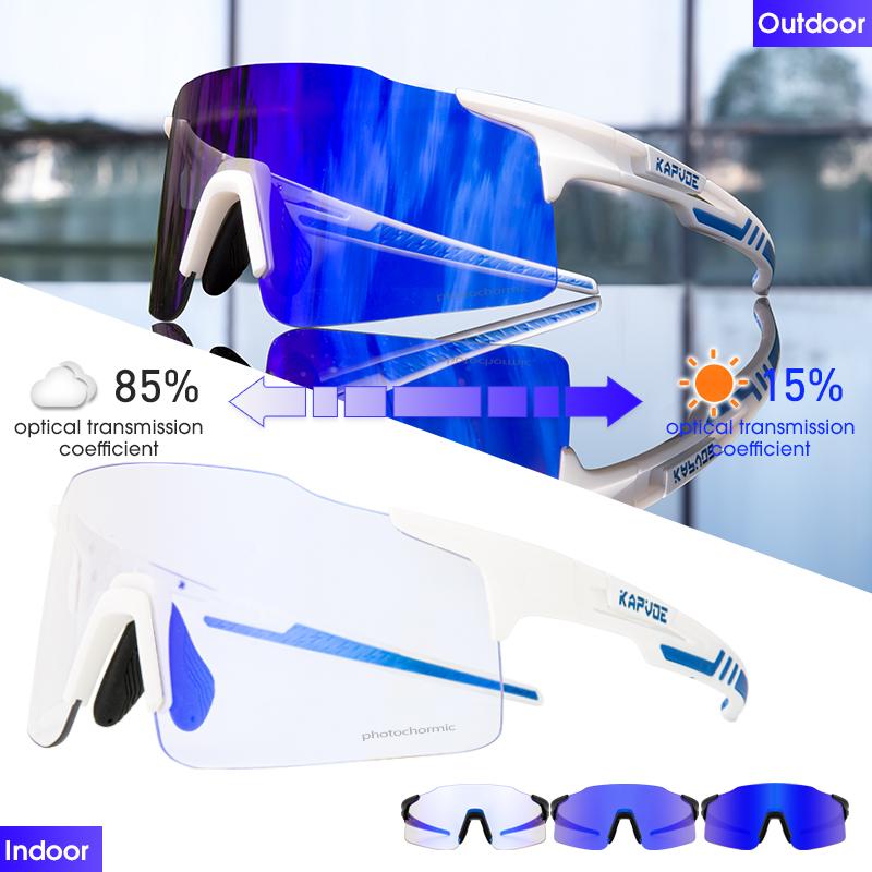 Pochromic Cycling Sunglasses  UV400 Cycling Glasses Outdoor Bike Eyewear MTB Hiking Sports Riding Glasses Bicycle Goggles