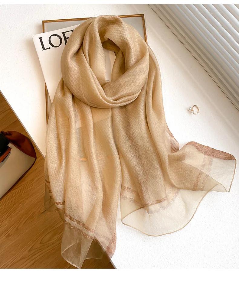 Four Season Silk Wool Scarf Women Hijab Plaid Pashmina Shawls And Wrap Luxury  Bandana Bufanda Blanket Scarves