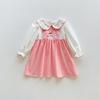 Sweet Baby Girl Dress Spring Cotton Long Sleeve Rabbit Embroidery Peter Pan Collar Toddler Princess Dress For Kids