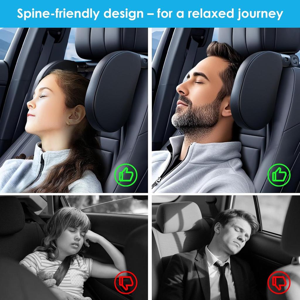 Memory Foam Car Pillow for Travel Adjustable Neck Support Cushion UniversalHeadrest for Passenger Seat