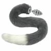 80Cm Long Grey White Fox Tail Cosplay Anal Butt Plug  Pet Play Butt Plug Tails