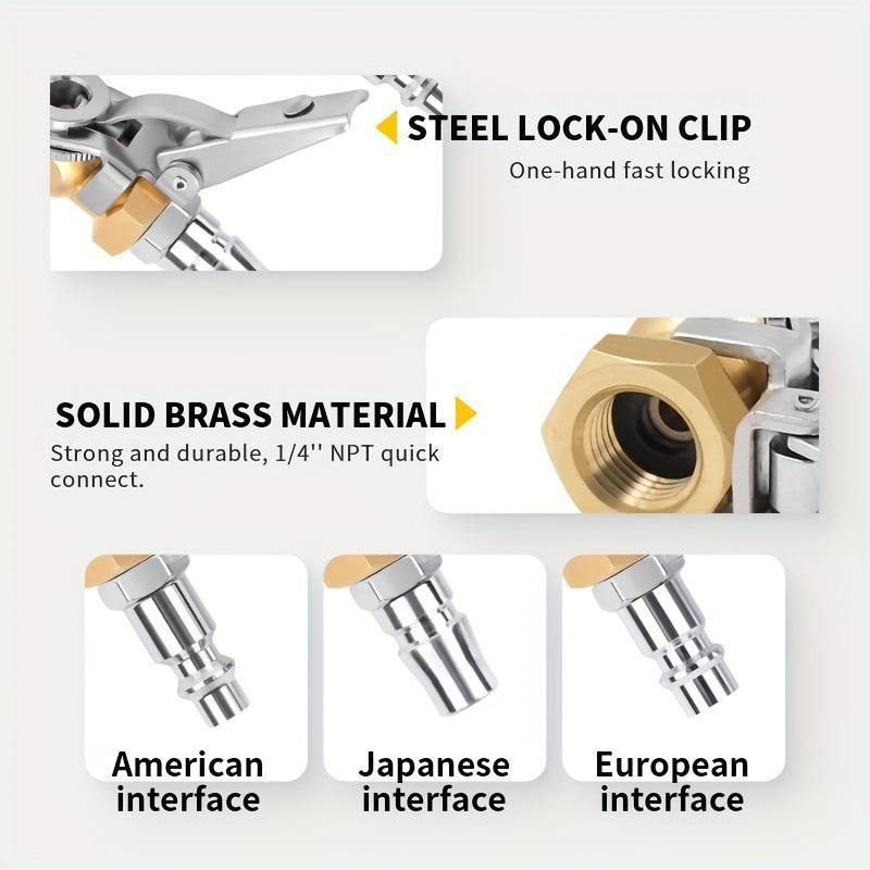 Heavy Duty Brass Tire Valve Clip Air Chuck Quick Connect Inflation Nozzle For Car Truck Tire Inflator Tool