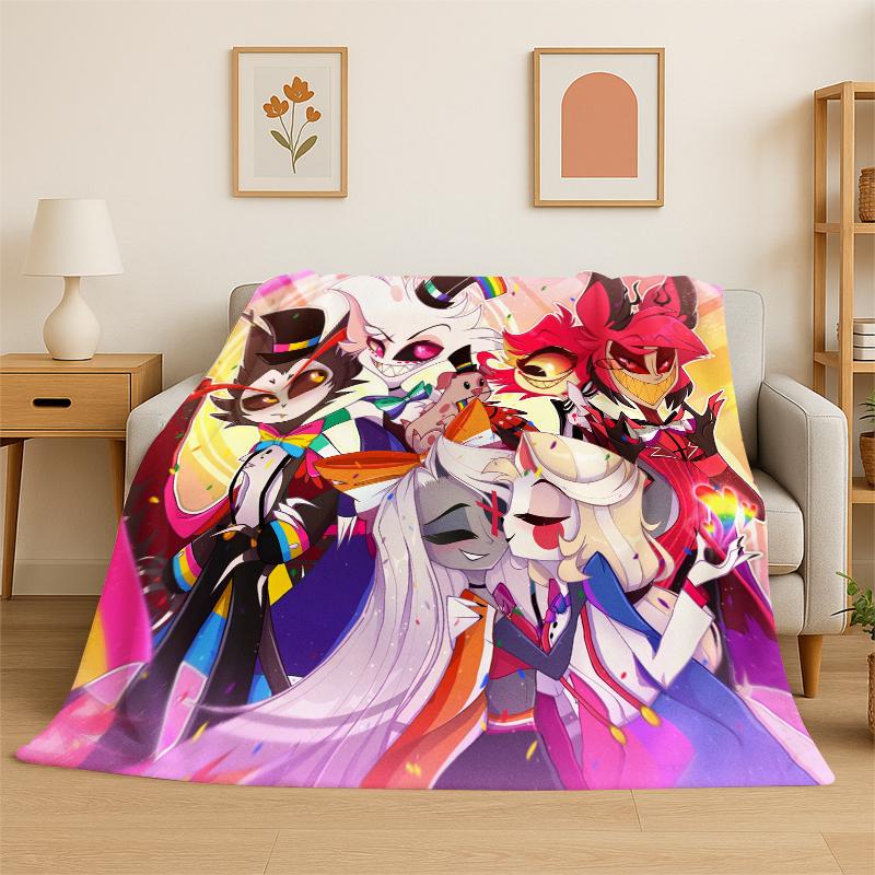 

3D Cartoon H-Hazbin Hotel Charlie Flannel Blanket Soft Warm Throw Blanket for Bedroom Living Room Bed Travel Camping Picnic 75x90cm