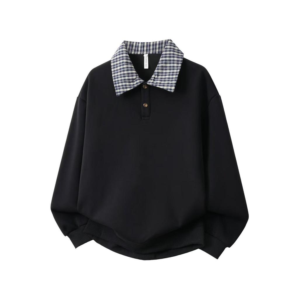 Plaid Patchwork Lapel Hoodie - Unisex, Youthful & Versatile, Academy Style