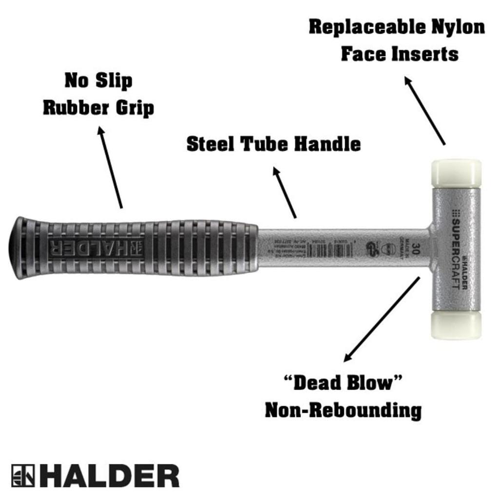 HALDER Shockless Recoilless Supercraft Hammer Steel Handle Nylon Diameter 30 (White) 3377.030