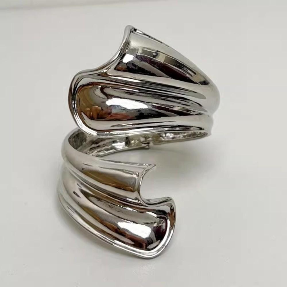 Ribbon Shaped Zinc Zinc Alloy Wide Opening Bangle Opening Arm Ring Retro Hand Ring  Girls
