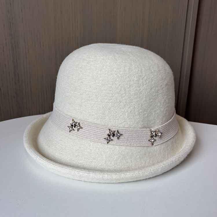 Япония и Южная Корея Высококачественная Шерстяная Фетровая Шляпа Мягкая Короткополая Гофрированная Шляпа-Ведро Женская Элегантная Шляпа-Котелок One size fits all молочный белый