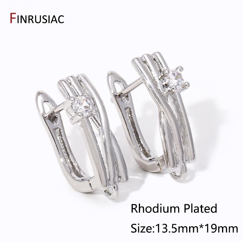 18K Gold Plated Brass Inlaid Zircon Earwires Fixtures,Hollow Shvenzy Earring Hooks Clasps For DIY Earring Making Findings