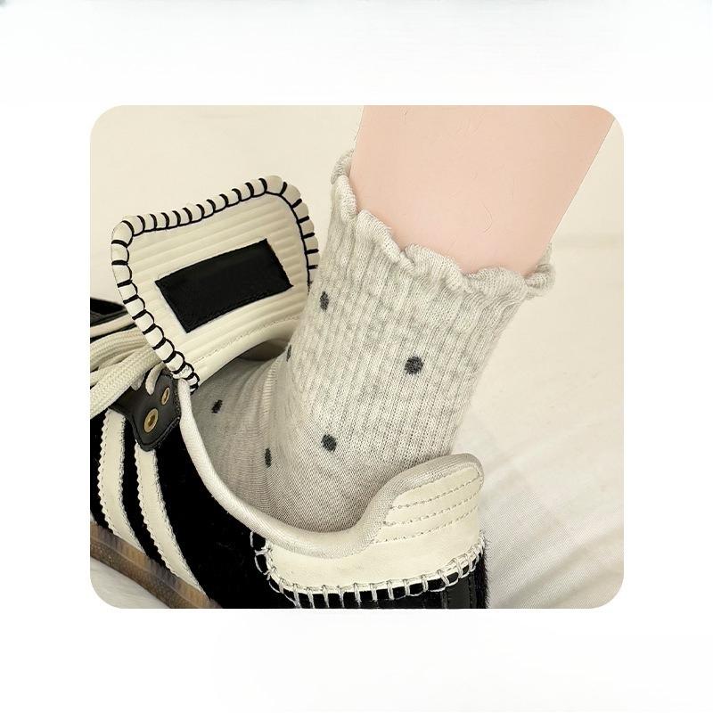 

Женские летние тонкие милые ретро идея пряжа в горошек кружево в носках-трубах 1 pair