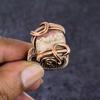 Natural Rhodochrosite Gemstone Copper Wire Wrap Jewelry Ring Size 8.5 ET-4661