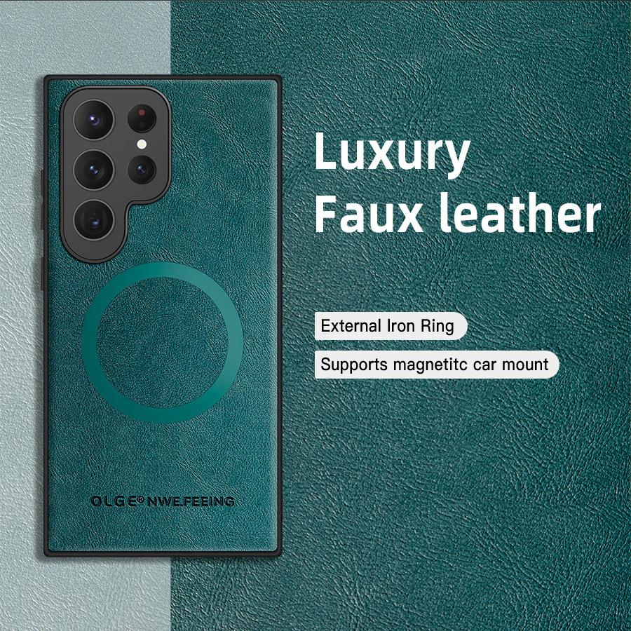 Magnetic Shockproof Cases For Samsung Galaxy S25 S24 S23 S21 FE S20 S22 Ultra Plus Retro Classic Leather For Magsafe Phone Case